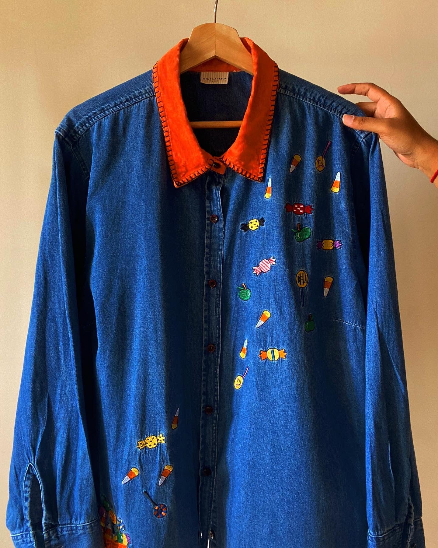 Halloween Inspired Embroidered Oversized Vintage Shaket