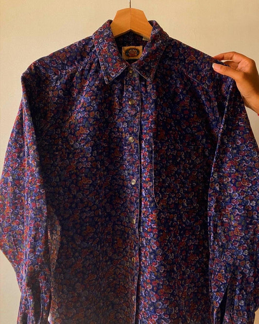 Violet Floral Vintage Corduroy Shirt