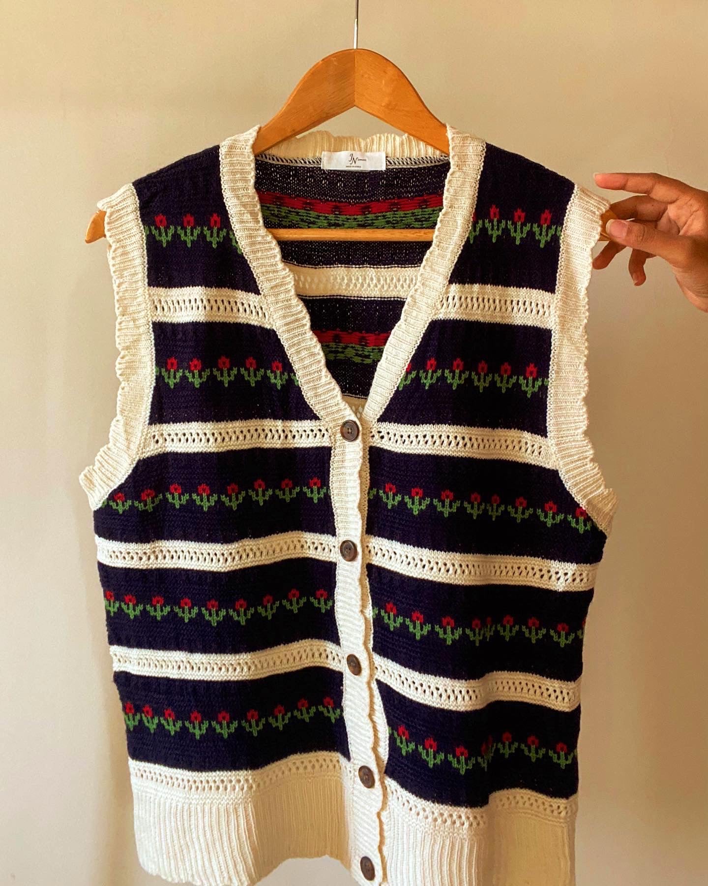 Floral Crochet Vintage Sweater Vest