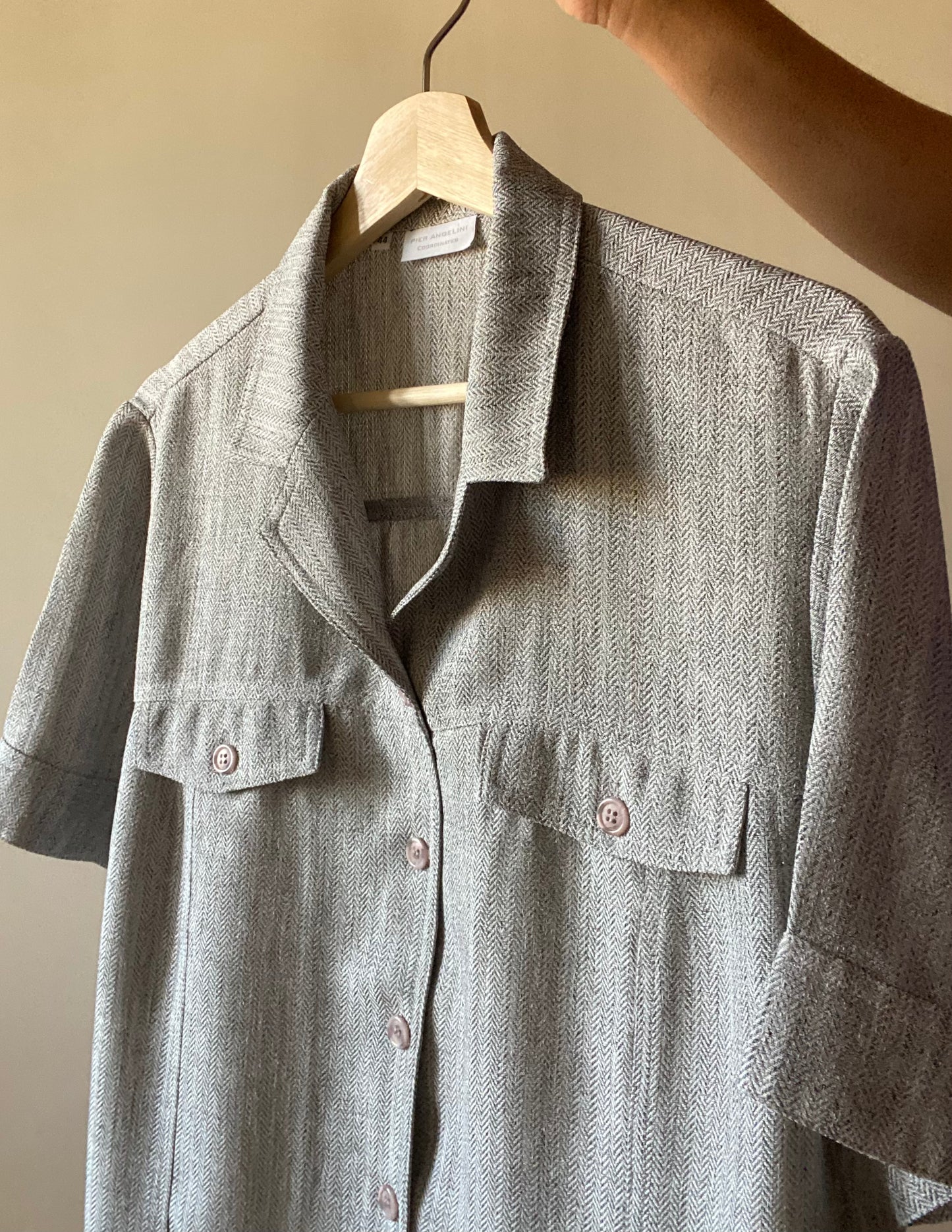 Grey Tweed Pattern Vintage Shirt