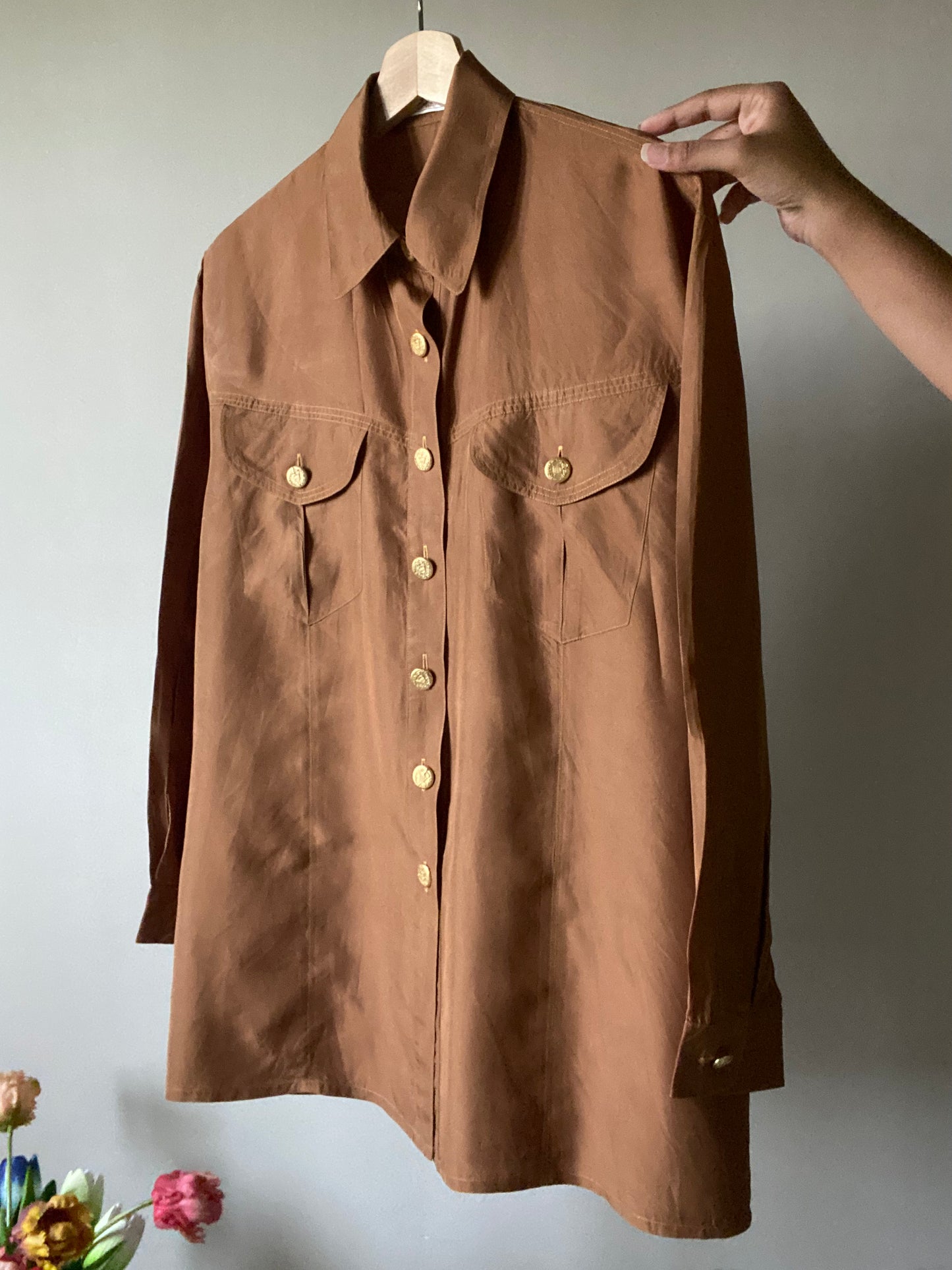 Solid Vintage Silk Shirt