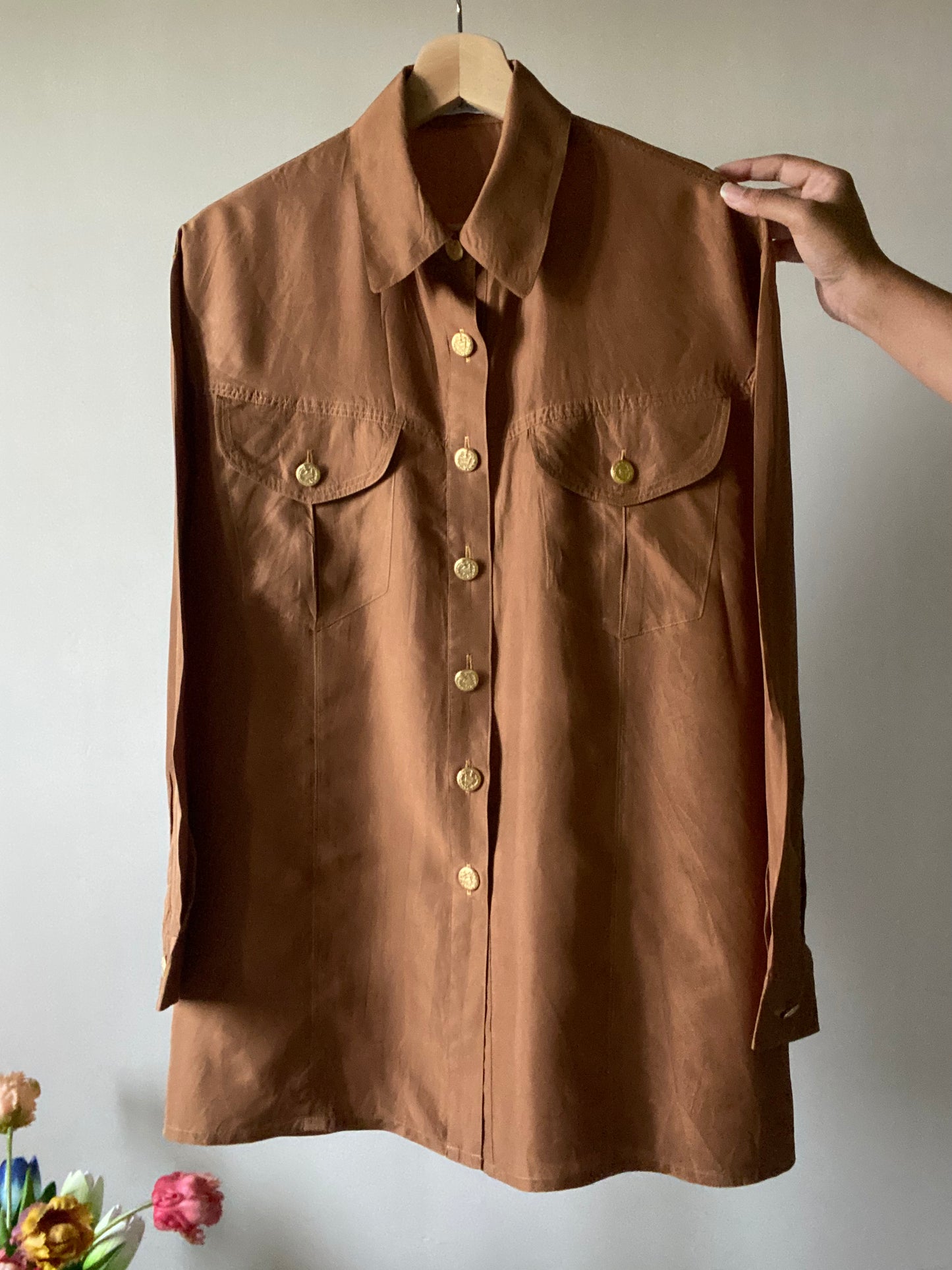 Solid Vintage Silk Shirt