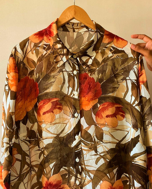 Slit Sheer Hawaiian Vintage Shirt