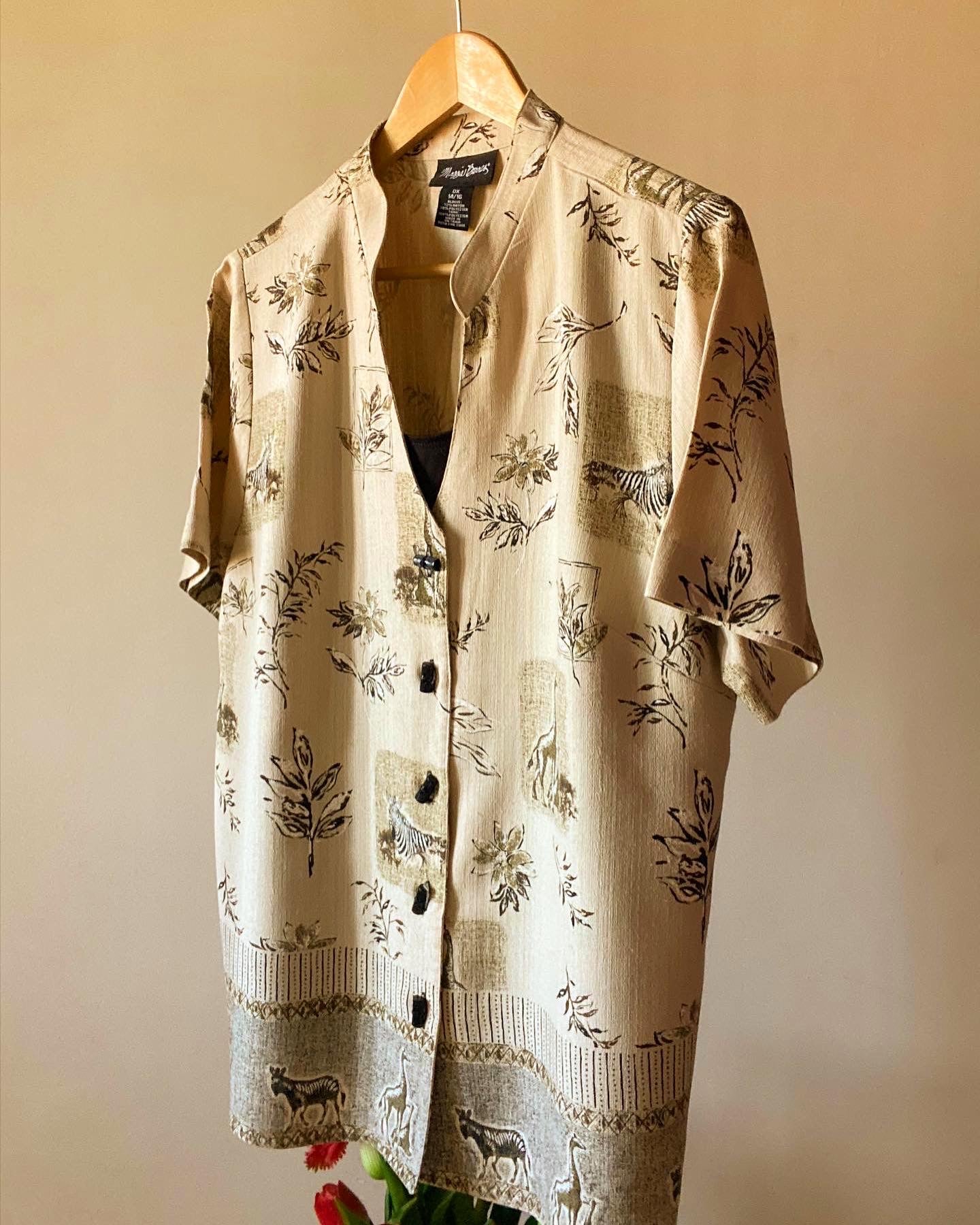 Minimalist Jungle Paradise Print Vintage Shirt