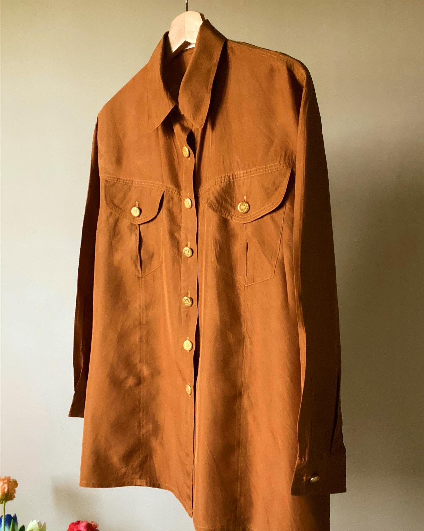 Solid Vintage Silk Shirt