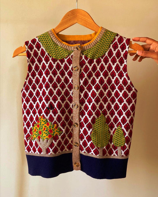 Vintage Nature Inspired Sweater Vest