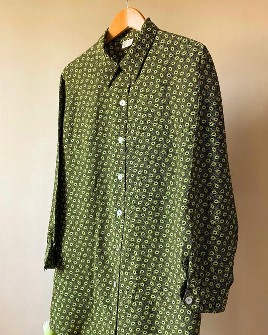 90s Neon Tiny Floral Print Vintage Shirt