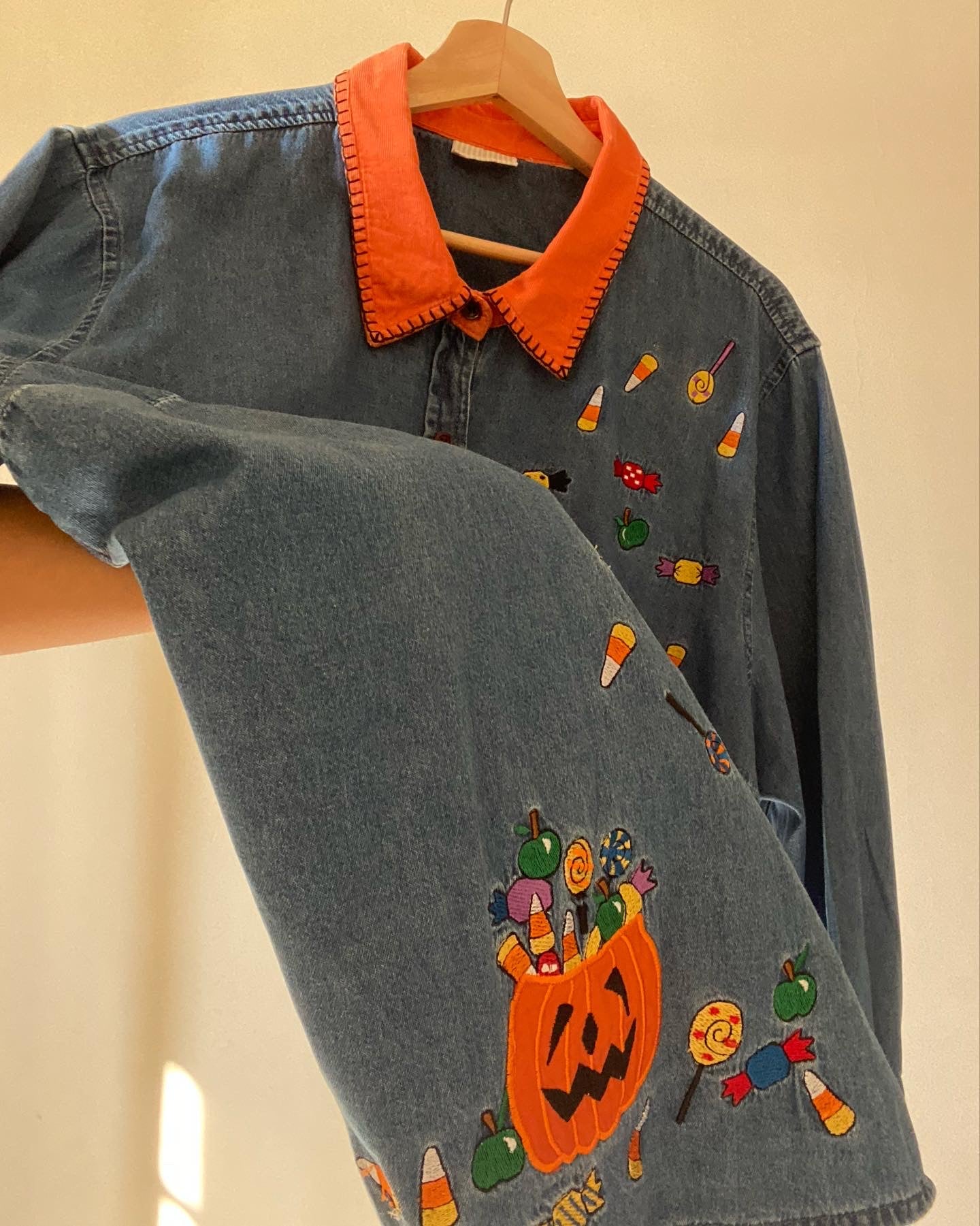 Halloween Inspired Embroidered Oversized Vintage Shaket