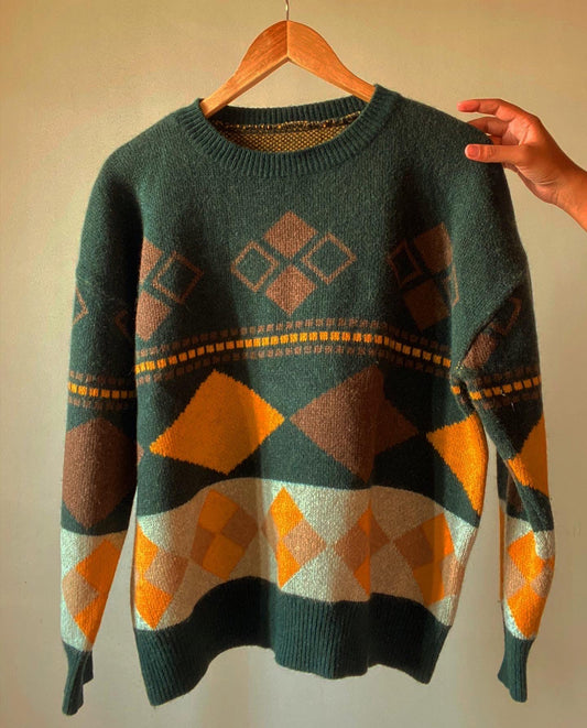 Argyle 70s Inspired Vintage Sweater