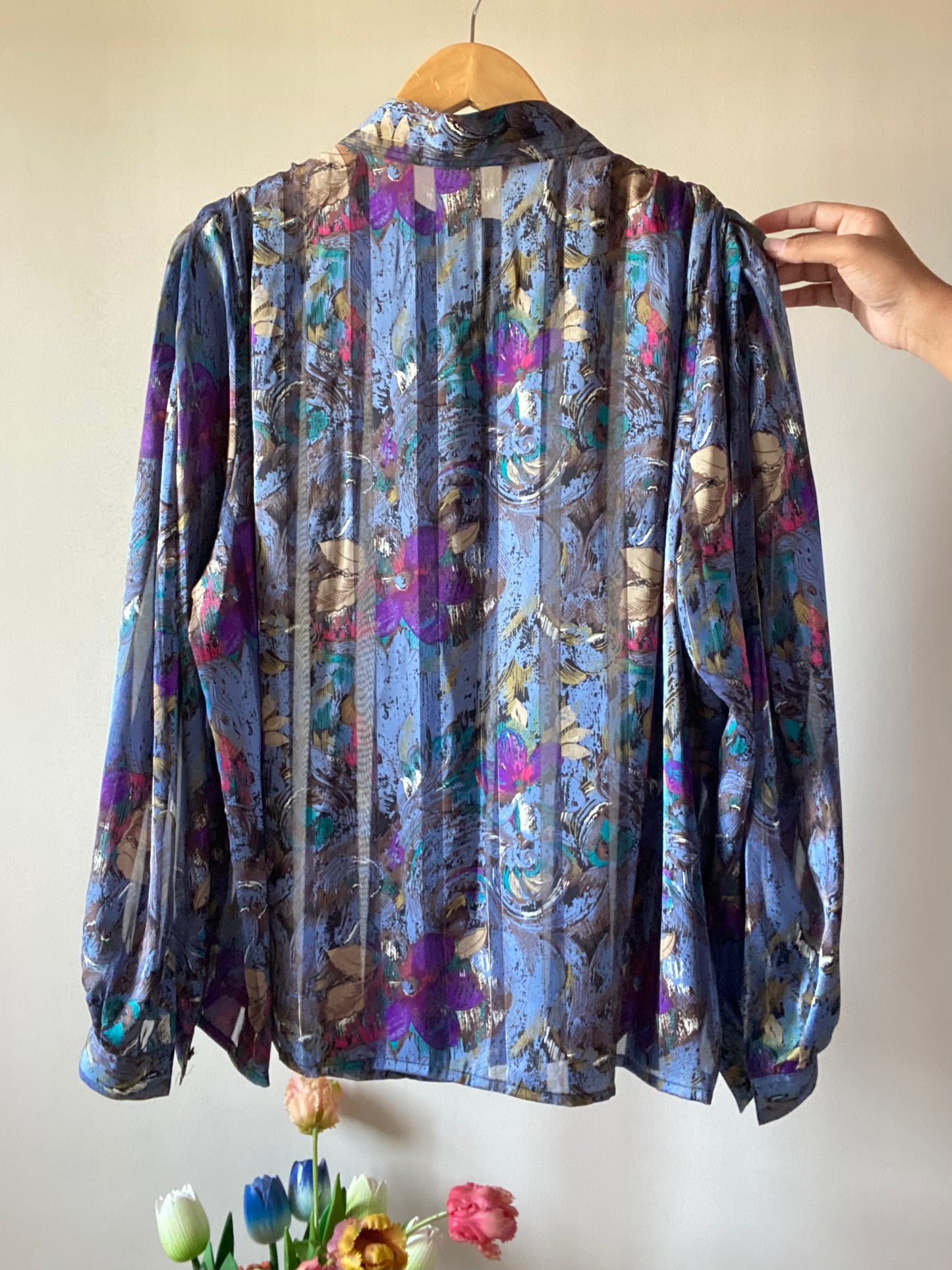 Vintage Semi Sheer Abstract Galaxy Print Shirt