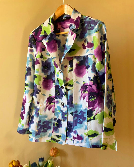 Watercolour Art Floral Print Vintage Shirt