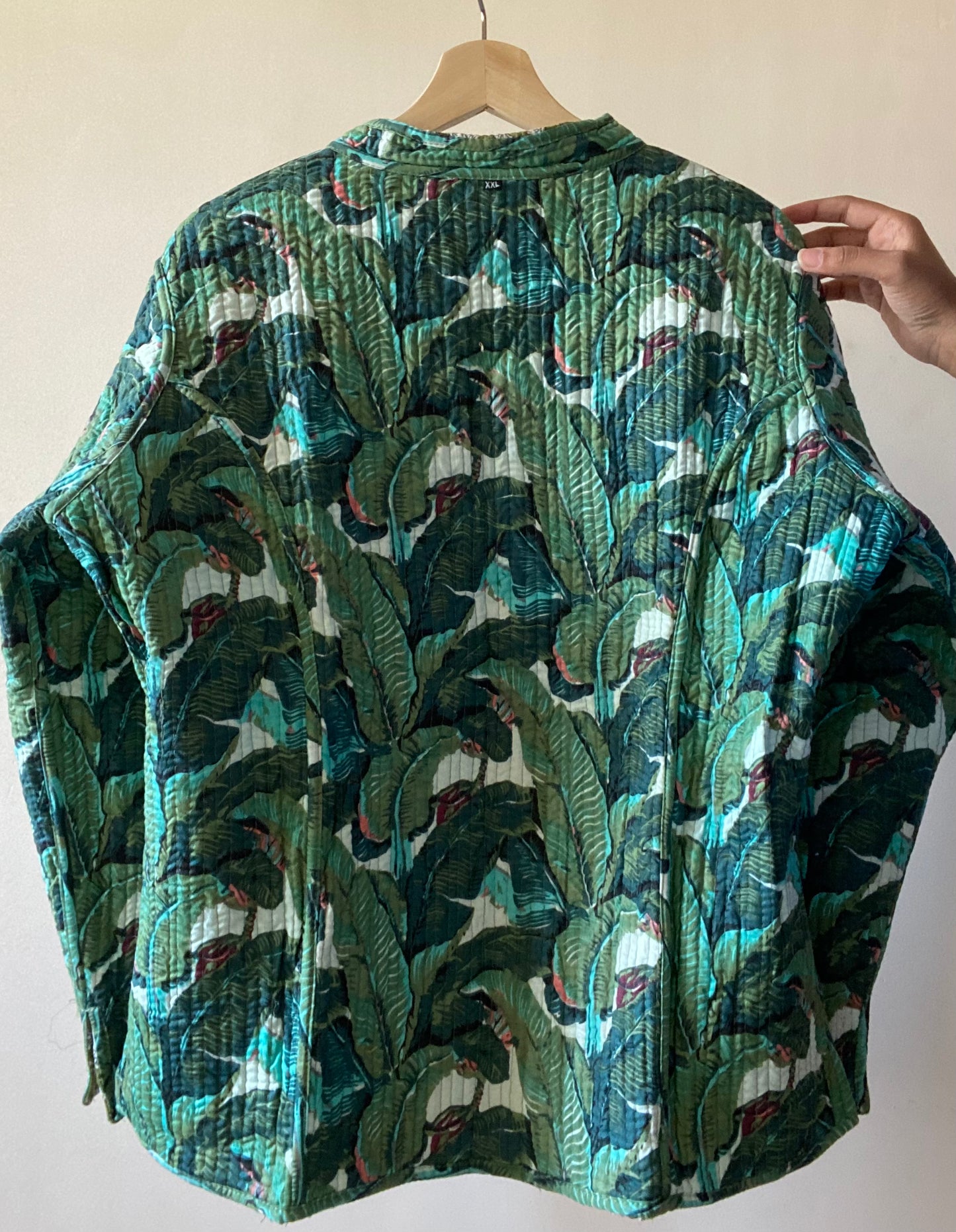 Green Block Print Quilted Jacket