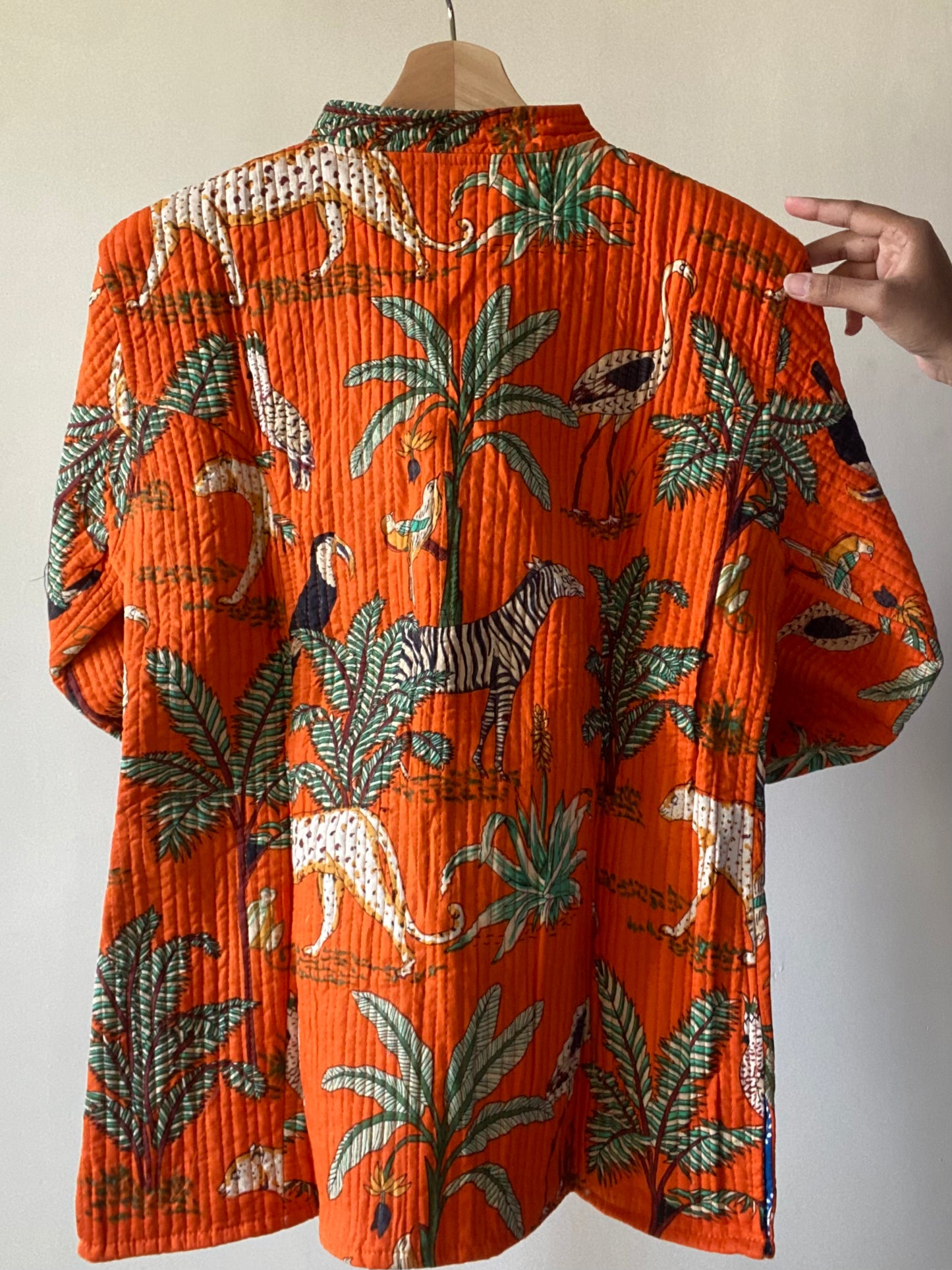 Tropical Orange Paradise Quilted Jacket