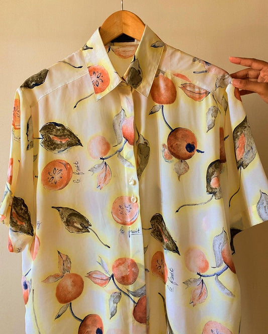 Fruit Painting Artsy Hand Embroidered Vintage Shirt