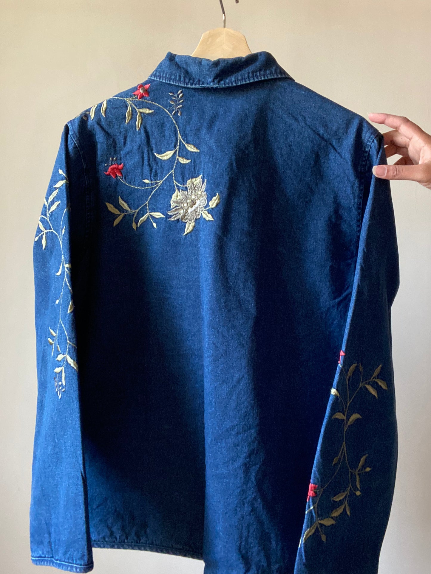 Vintage Bird Embroidered Denim Jacket