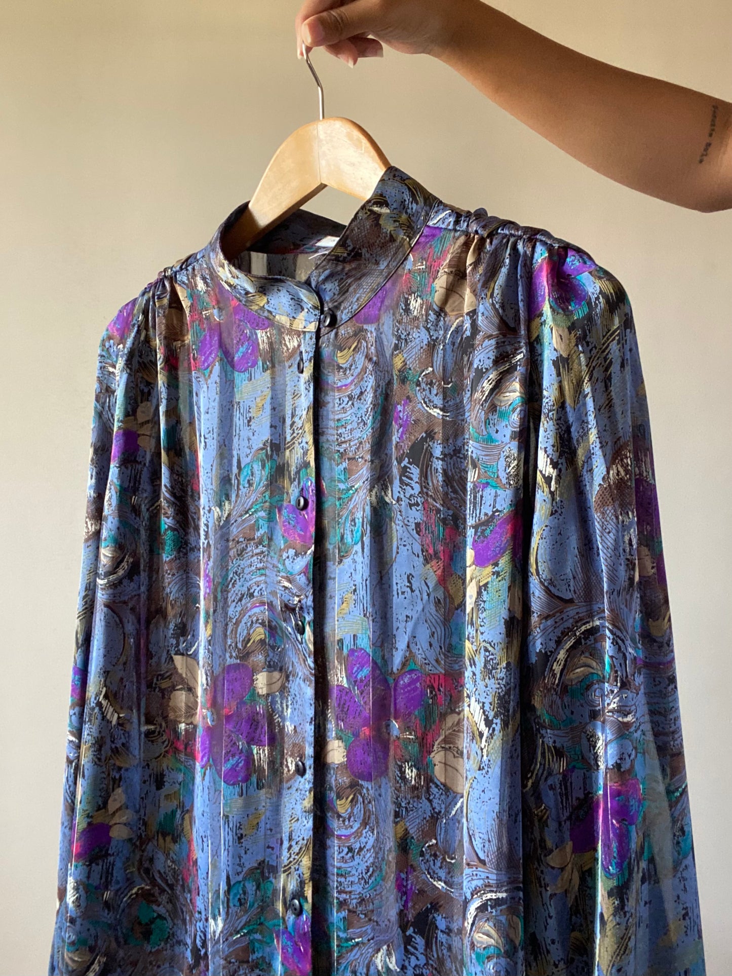 Vintage Semi Sheer Abstract Galaxy Print Shirt