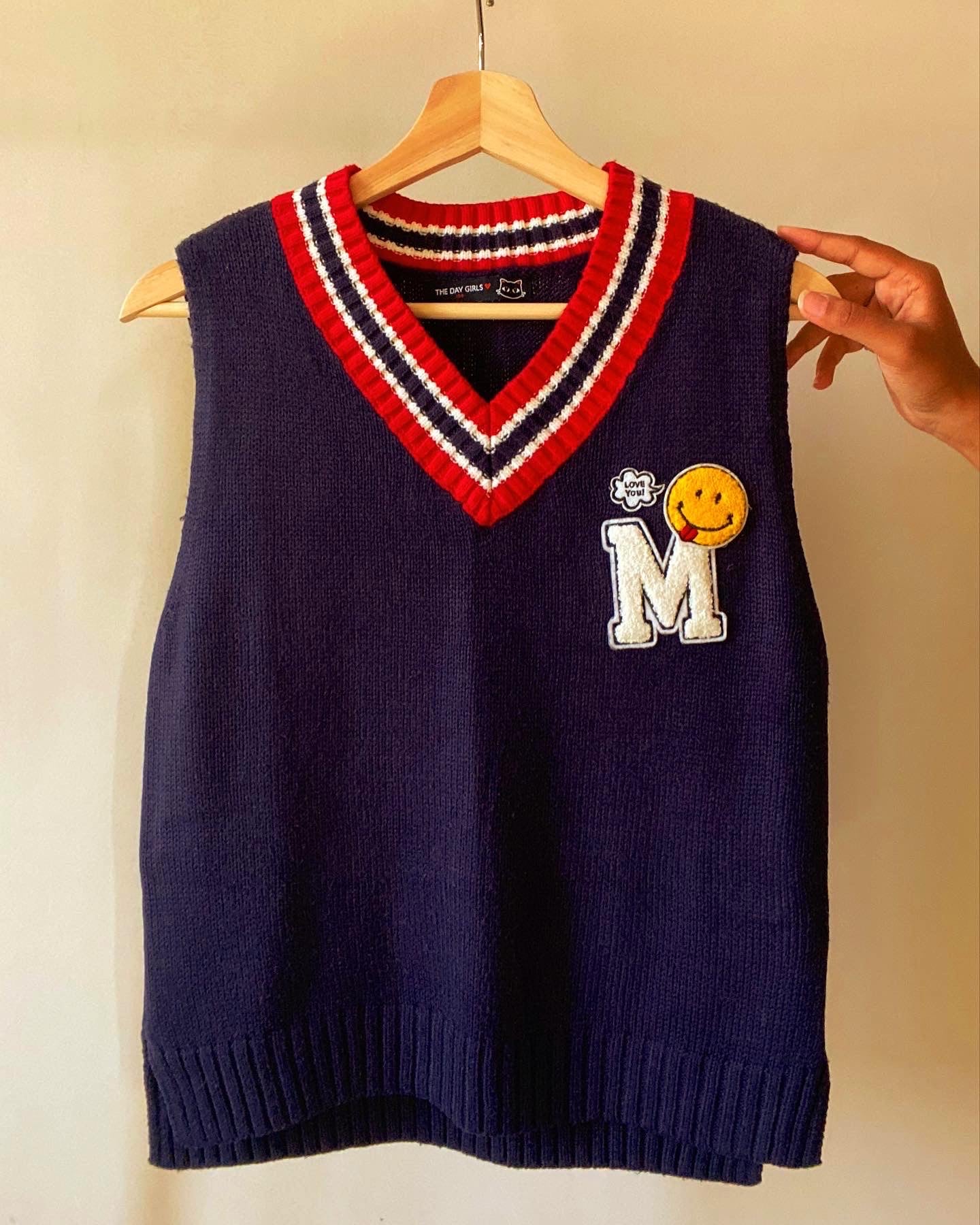 M Alphabet Inspired Vintage Sweater Vest