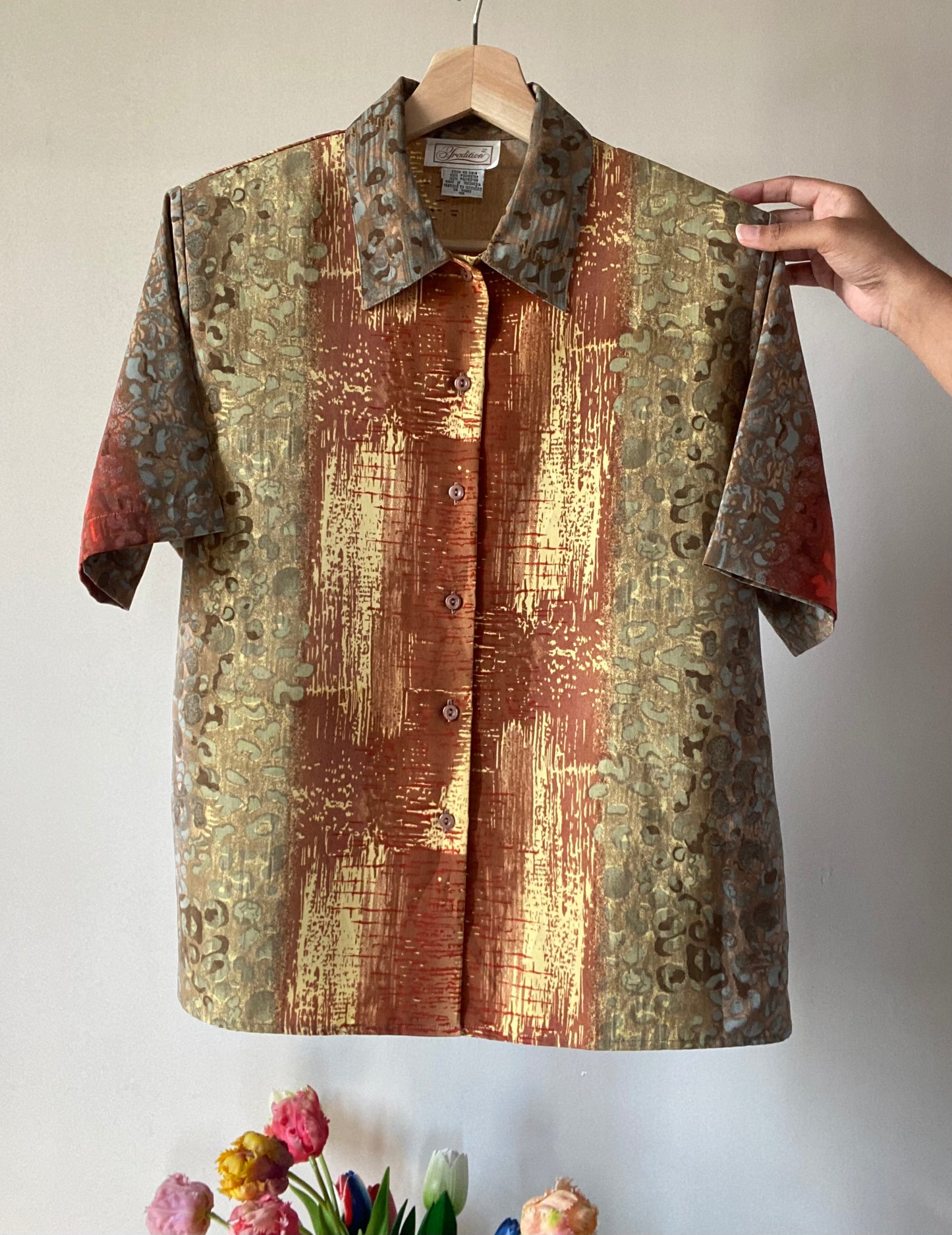 Woody Texture Print Vintage Shirt