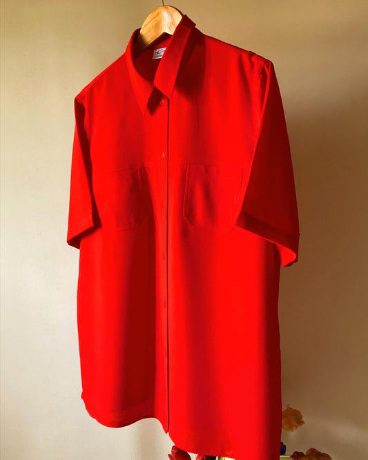 Solid Red Textured Vintage Shirt