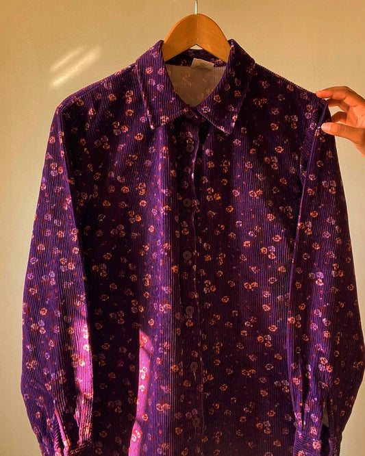 Purple Floral Corduroy Vintage Shaket