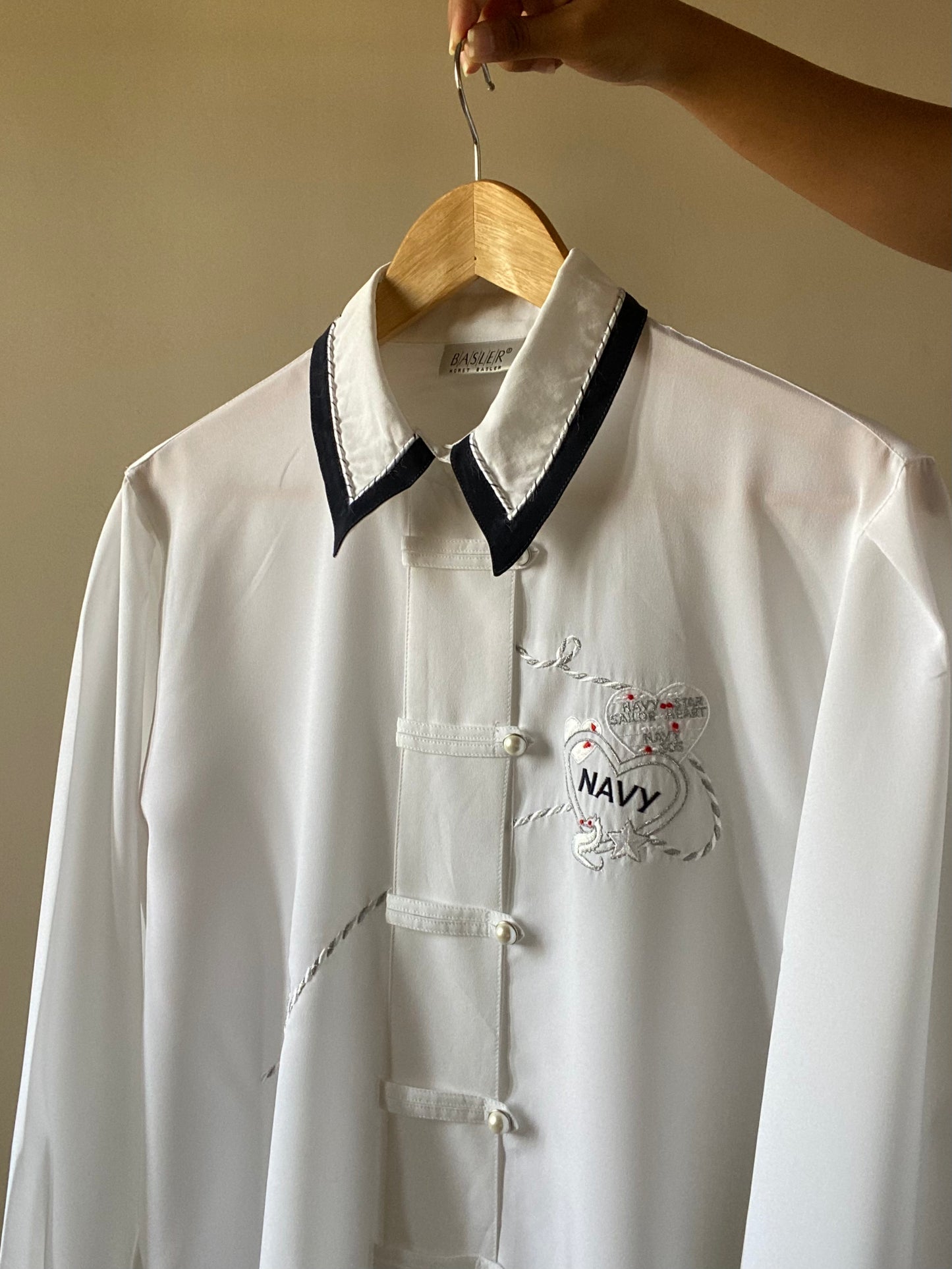 Navy Front Embroidered Vintage Shirt