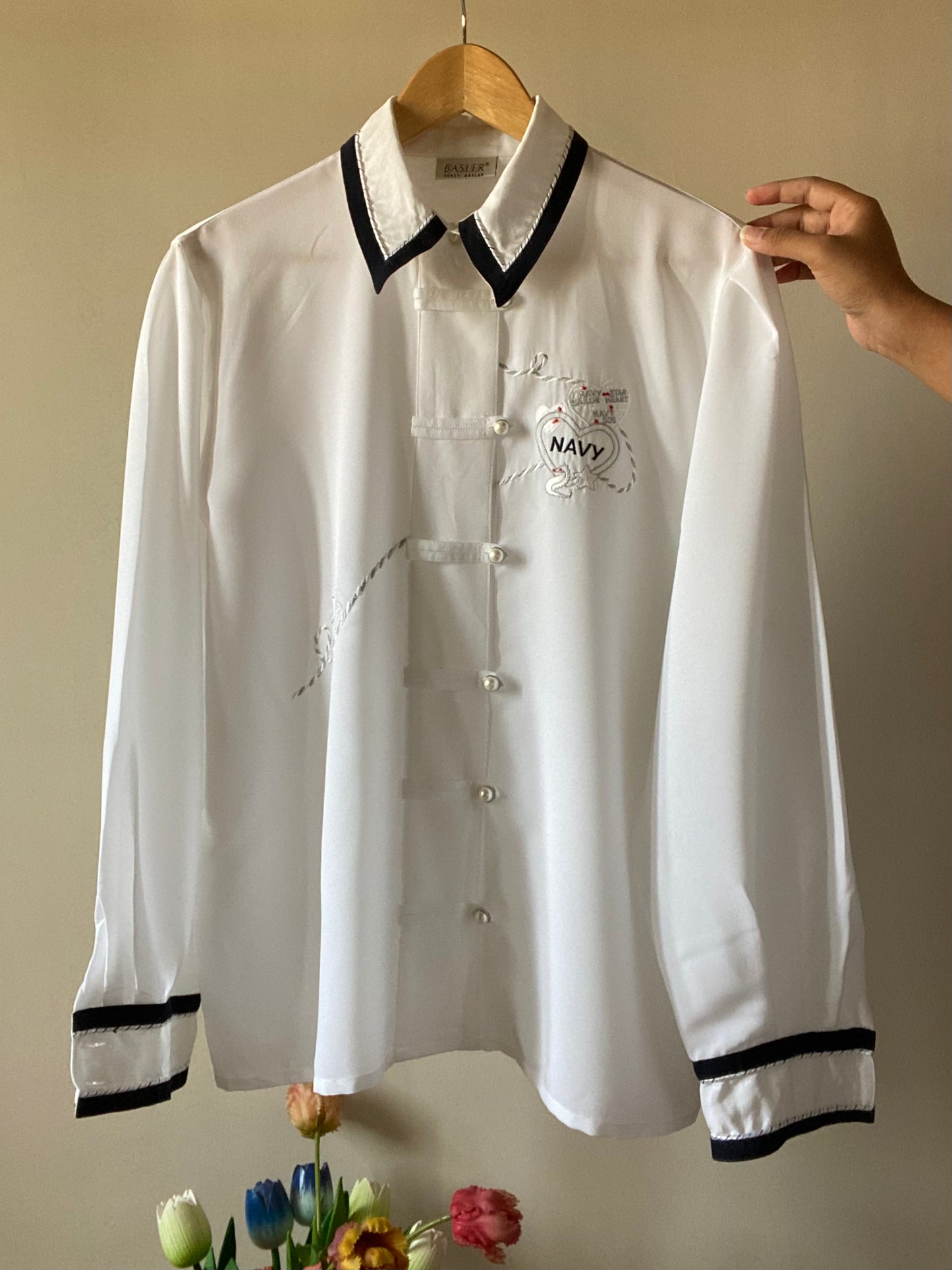 Navy Front Embroidered Vintage Shirt