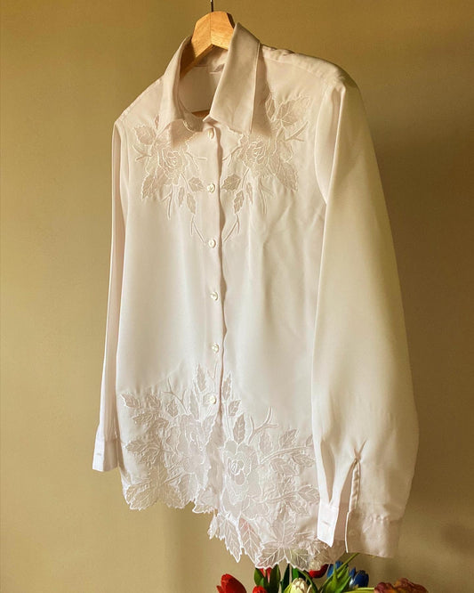 Lace Floral Detail Vintage Shirt